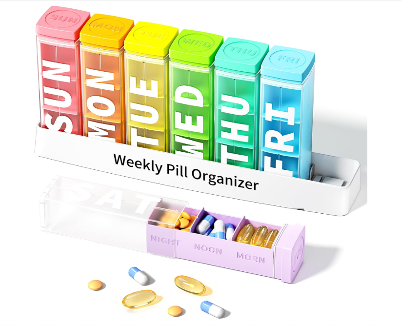 Betife Pill Organizer 3X a Day, Detachable Large Pill Box 7 Day, Daily 3 Times Pill Case, Travel Pill Container Holder, Weekly Medication Dispenser Pillbox for Vitamin Supplement Medicine(White)