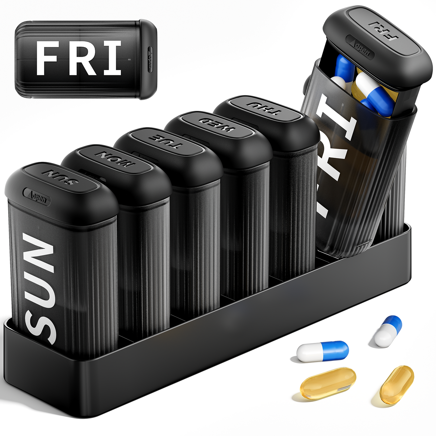 Betife Pill Organizer 2 Times a Day, AM PM Weekly 7 Day Large Pill Box, Travel Medicine Vitamin Holder Container for Daily Supplements