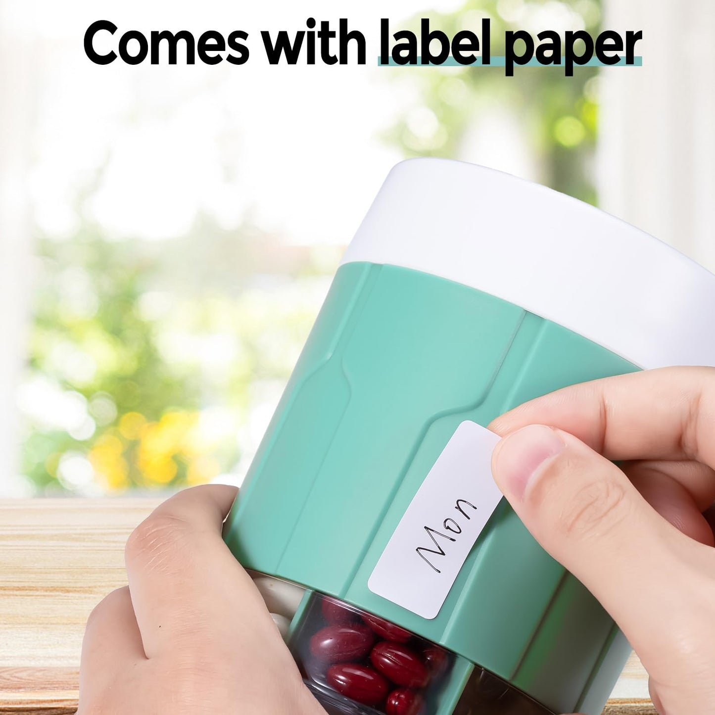 Extra Large Supplement Organizer,Betife Daily Weekly Pill Organizer Bottle, Pill Dispenser with 7 Large Compartments, Organizer to Hold Monthly Vitamin or Medication,Includes 21 Pcs Labels (Cyan)