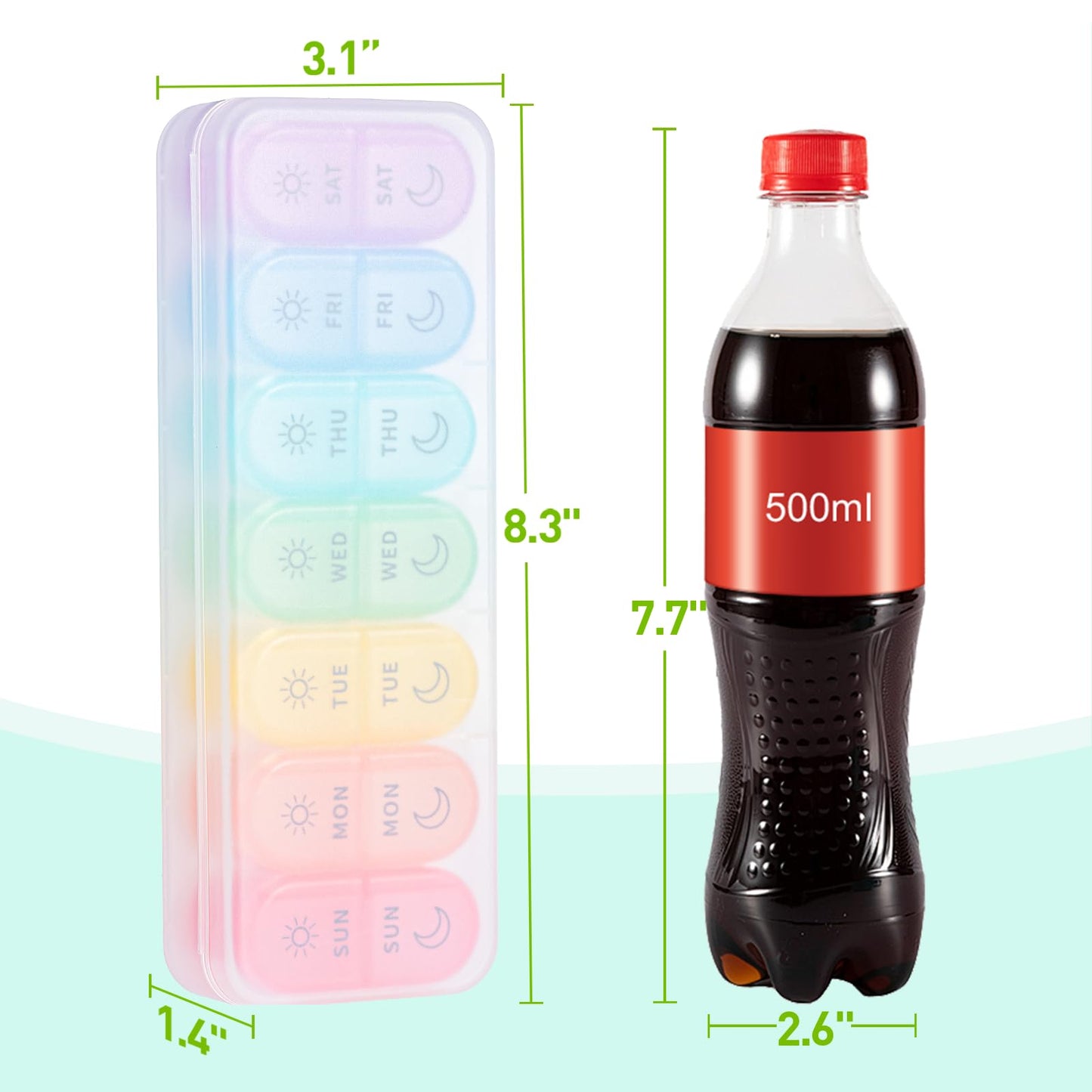 Betife Weekly Pill Organizer 2 Times a Day, 7 Day Pill Box AM PM, Portable Travel Pill Case, Daily Pill Container Day and Night, Medicine Organizer for Medication, or Supplement (White)
