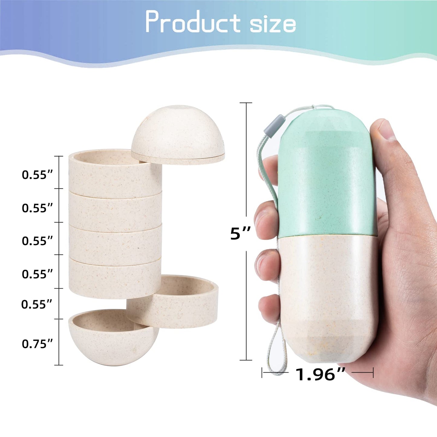 Cute Pill Organizer 7 Day, Weekly Pill Cases Box Waterproof MoistureProof,Travel Weekly Pill Box Case Portable Design to Hold Vitamins