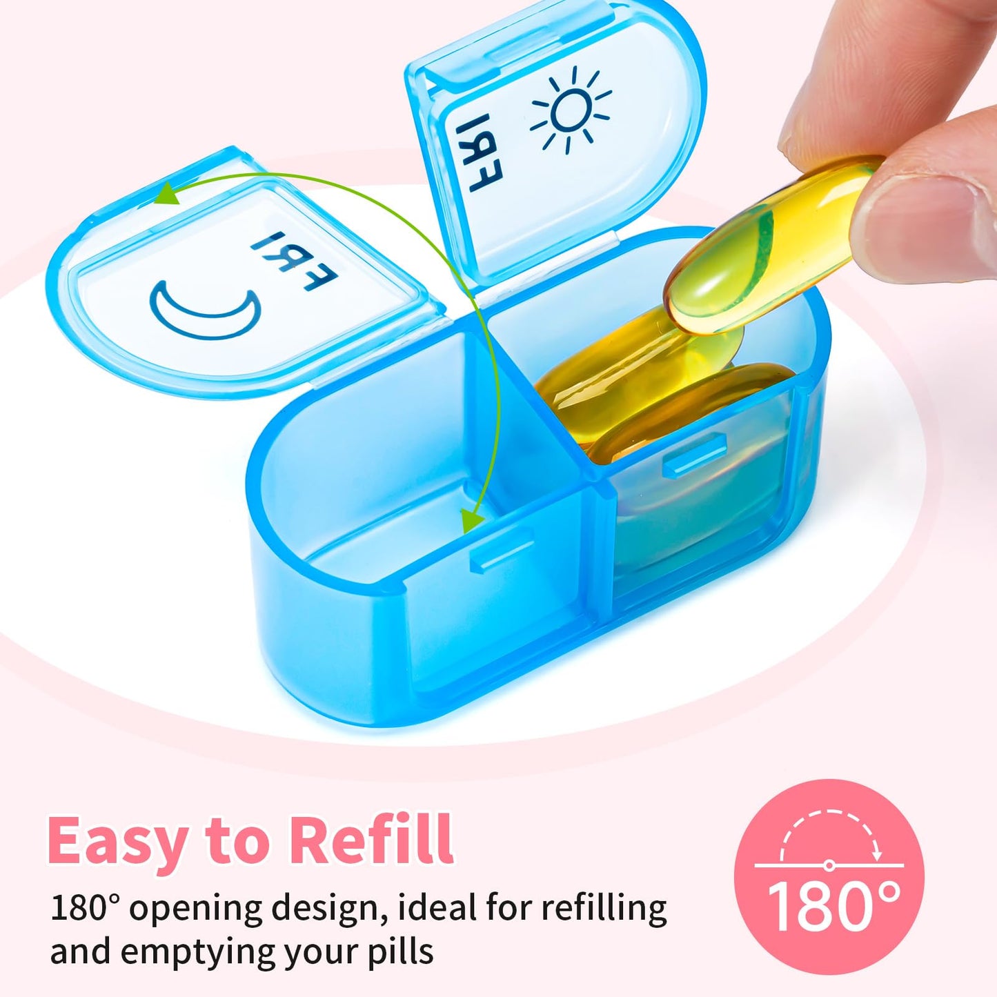 Betife Weekly Pill Organizer 2 Times a Day, 7 Day Pill Box AM PM, Portable Travel Pill Case, Daily Pill Container Day and Night, Medicine Organizer for Medication, Vitamin or Supplement(Pink)