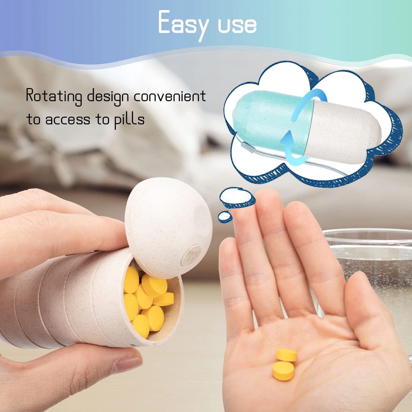 Cute Pill Organizer 7 Day, Weekly Pill Cases Box Waterproof MoistureProof,Travel Weekly Pill Box Case Portable Design to Hold Vitamins