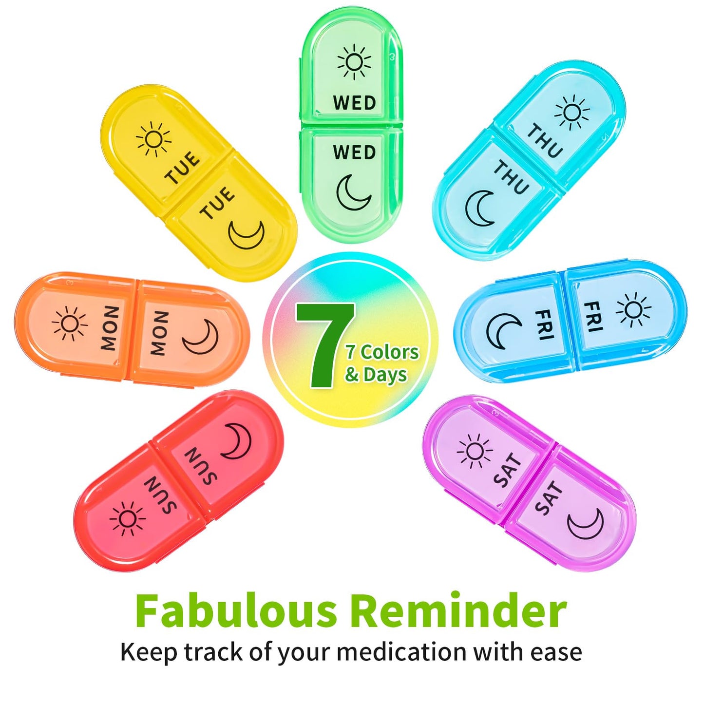 Betife AM PM Pill Organizer 7 Day, Weekly Pill Organizer 2 Times a Day, Daily Pill Box AM PM, Portable Travel Medicine Case, Day and Night Pill Container for Medication, Vitamin or Supplement(Black)
