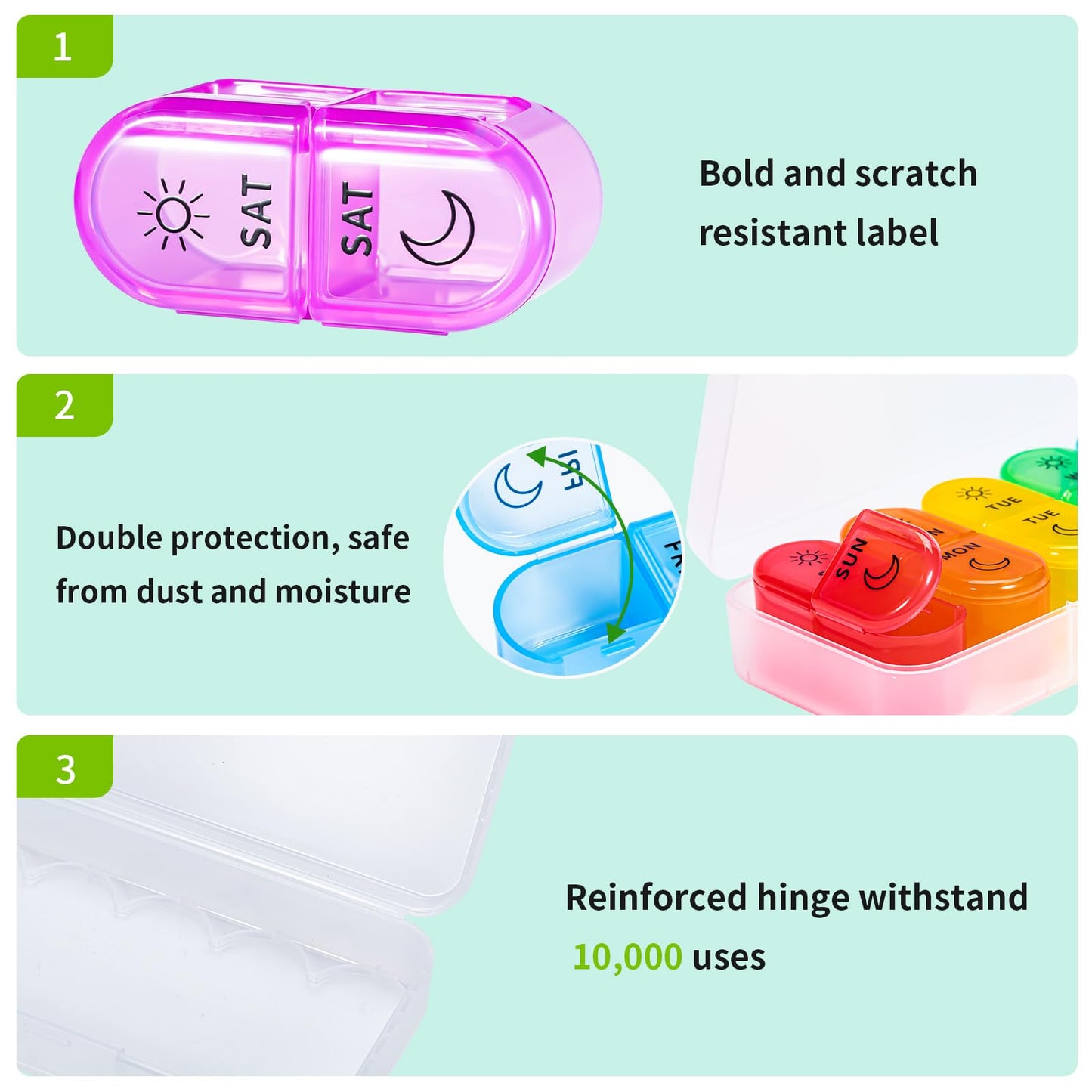 Betife Weekly Pill Organizer 2 Times a Day, 7 Day Pill Box AM PM, Portable Travel Pill Case, Daily Pill Container Day and Night, Medicine Organizer for Medication, or Supplement (White)