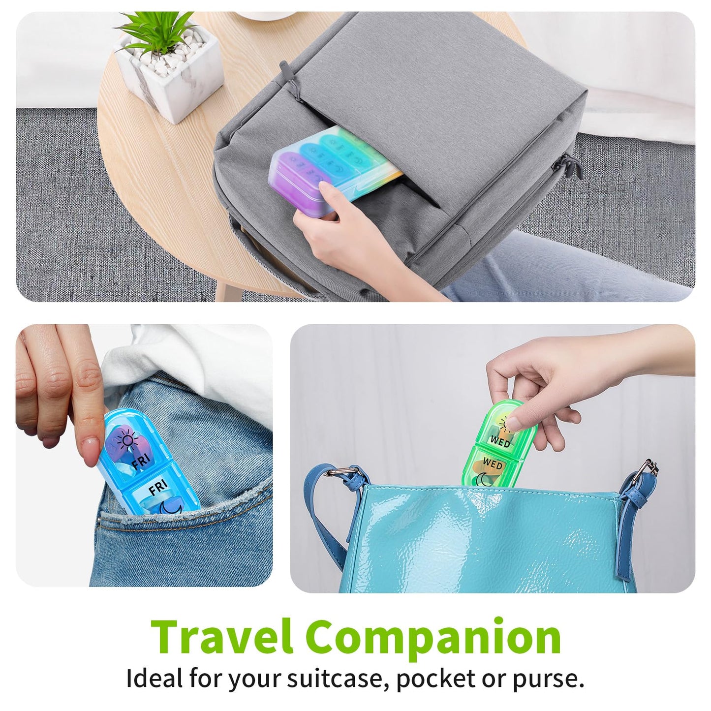 Betife Weekly Pill Organizer 2 Times a Day, 7 Day Pill Box AM PM, Portable Travel Pill Case, Daily Pill Container Day and Night, Medicine Organizer for Medication, or Supplement (White)