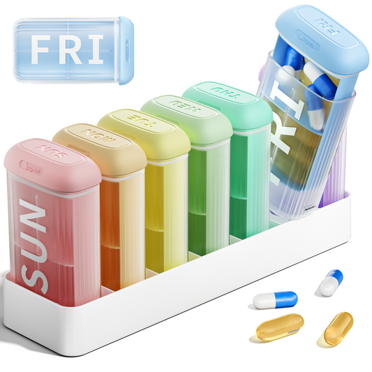 Betife Pill Organizer 2 Times a Day, AM PM Weekly 7 Day Large Pill Box, Travel Medicine Vitamin Holder Container for Daily Supplements