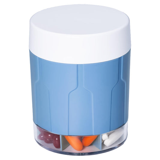 Extra Large Supplement Organizer,Betife Daily Weekly Pill Organizer Bottle, Pill Dispenser with 7 Large Compartments, Organizer to Hold Monthly Vitamin or Medication,includes 21 Pcs Labels (Blue)