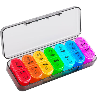 Betife AM PM Pill Organizer 7 Day, Weekly Pill Organizer 2 Times a Day, Daily Pill Box AM PM, Portable Travel Medicine Case, Day and Night Pill Container for Medication, Vitamin or Supplement(Black)